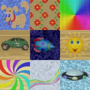 Set of pixelated image generated textures Stock Illustration