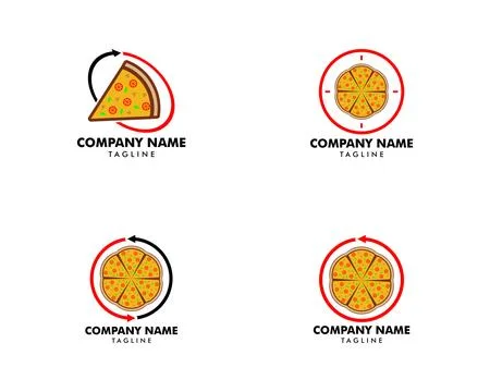 Set of Pizza Logo Design Vector Stock, Pizza Delivery Logo Illustration, Pi.. Stock Illustration