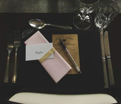 Set place at wedding reception 스톡 사진