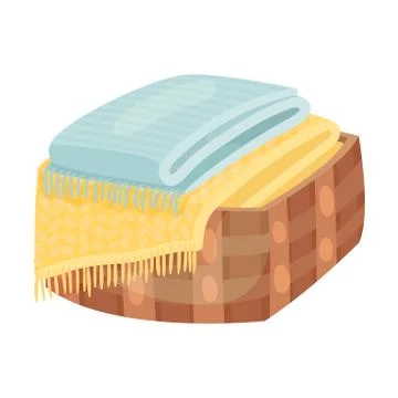Set of plaids in a basket. Vector illustration on a white background. Stock Illustration