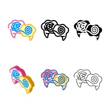 Set plain language technical writer color icon vector Illustrazione stock