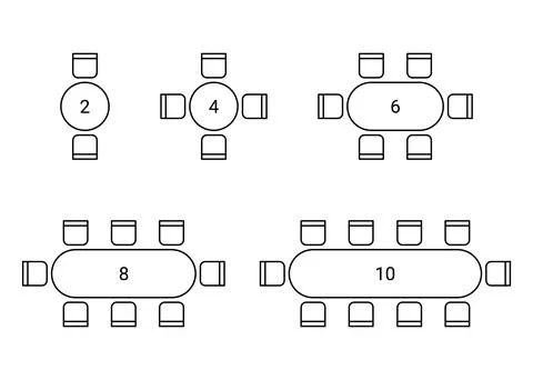 Set of plan for arranging place seats for guest in interior, layout graphic.. 스톡 일러스트