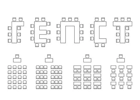 Set of plan for arranging seats in interior, auditorium with place spectators Stock Illustration