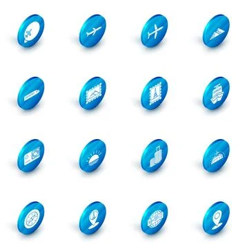 Set Plane, Egypt pyramids, Train, Action extreme camera, Postal stamp and Stock Illustration