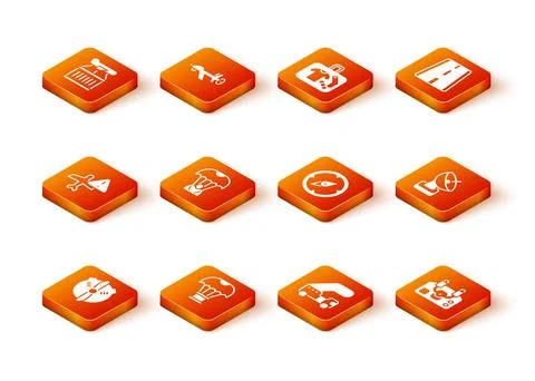 Set Plane propeller, Box flying on parachute, Warning aircraft, Parachute Illustrazione stock