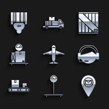 Set Plane, Scale, Placeholder on map paper, Support operator in touch, Conveyor Stock Illustration