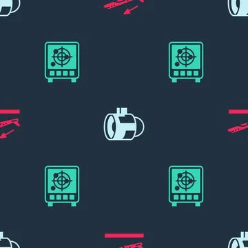 Set Plane takeoff, Jet engine turbine and Radar with targets on monitor on Stock Illustration