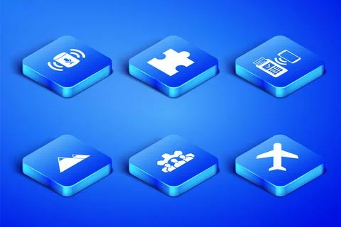 Set Plane, Voice assistant, Project team base, Mountains, Piece of puzzle and Stock Illustration