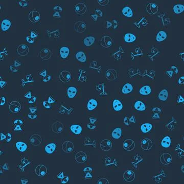 Set Planet, Alien, Moon with flag and Space capsule on seamless pattern. Vector 스톡 일러스트