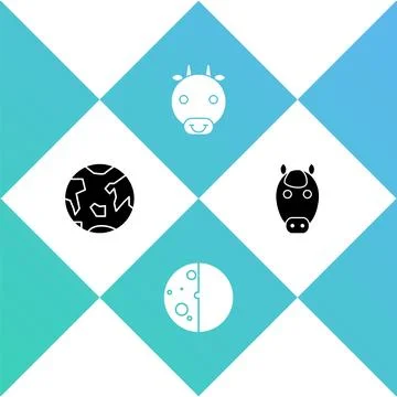 Set Planet Earth, Eclipse of the sun, Ox zodiac and Horse icon. Vector 스톡 일러스트