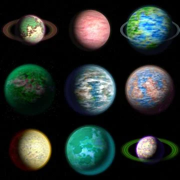 Set of planet generated textures Stock Illustration