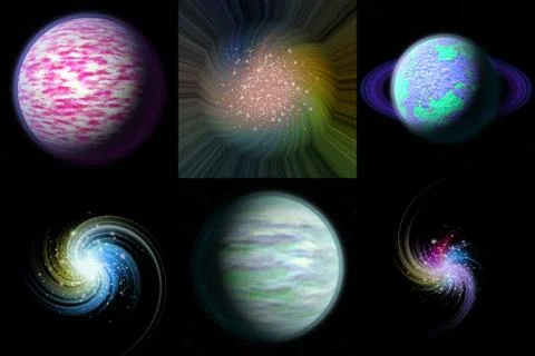 Set of planet generated textures Stock Illustration