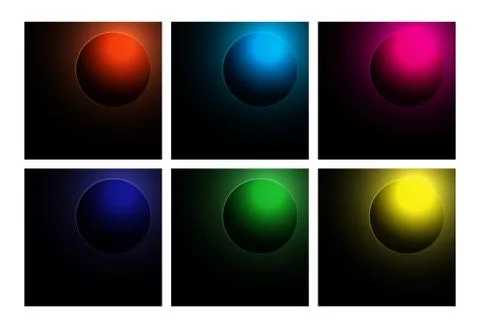 Set of planet illustrations. solar system and planet in universe. glowing cir Stock Illustration