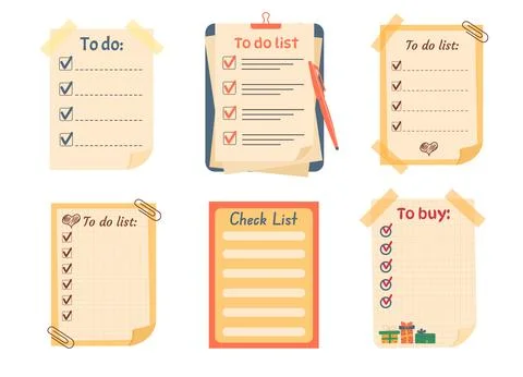 Set of planners, note paper, to do list, stickers templates.  To do list, c.. Stock Illustration