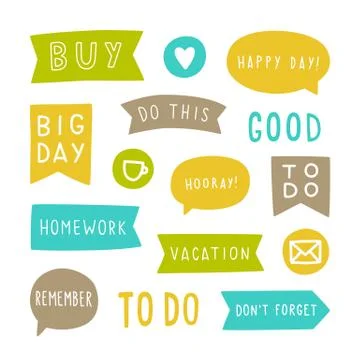 Set of planning stickers. Stock Illustration