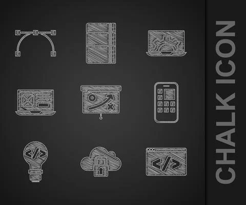 Set Planning strategy concept, Cloud computing lock, Front end development Stock Illustration