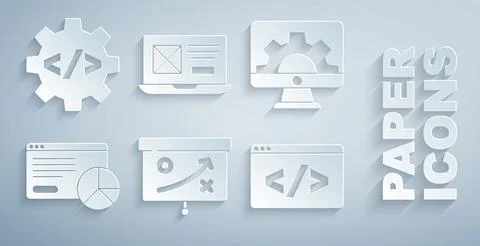 Set Planning strategy concept, Web development, Website statistic, Front end, UI Stock Illustration