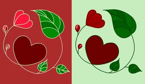 Set plants and heart vector illustration Stock Illustration