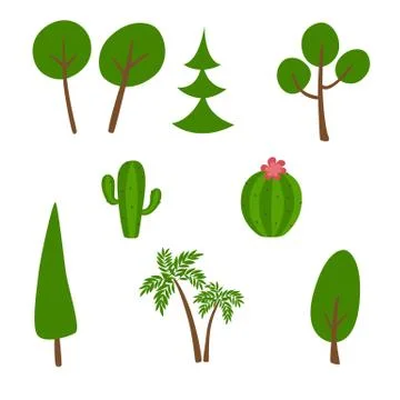 Set plants isolated on white. Stock Illustration