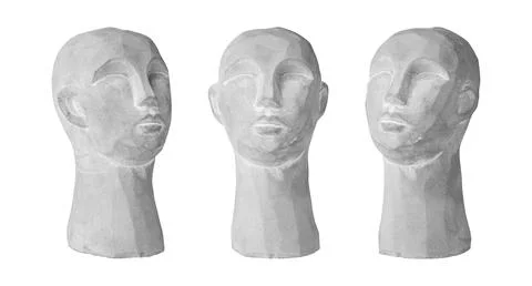 Set plaster head gray for decoration on an isolated white background Stock Photos
