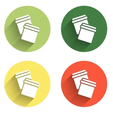 Set Plastic bag with ziplock icon isolated with long shadow background. Col.. Stock Illustration
