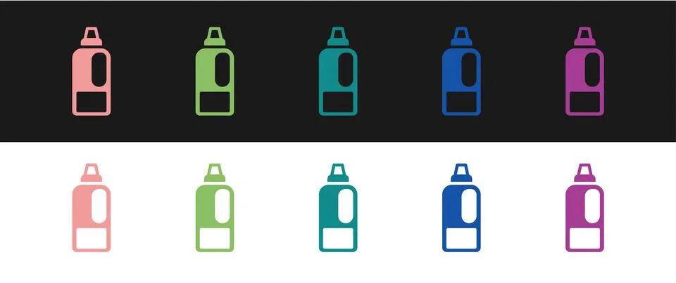 Set Plastic bottle for laundry detergent, bleach, dishwashing liquid or another Stock Illustration