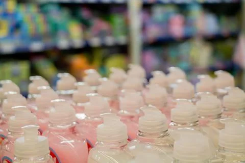 Set plastic bottle for liquid soap Foto stock