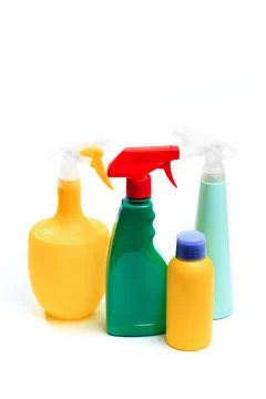 Set of plastic bottles Isolated on white background. garden care Stock Photos