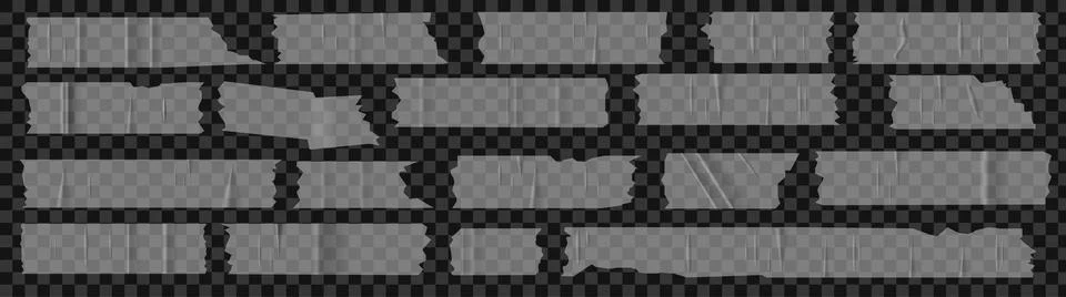 A set of plastic clear pieces of torn scotch tape. Trendy elements for designs Stock Illustration