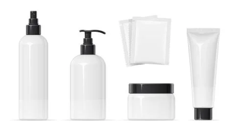 Set of Plastic container for cream spray, balm and shampoo Stock-Illustration