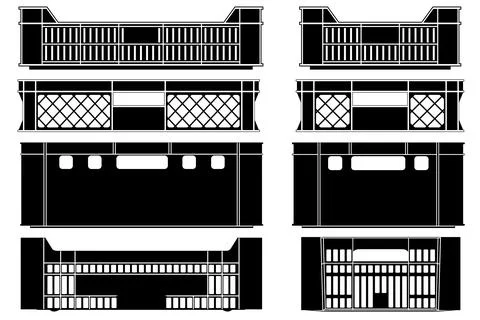 Set of plastic fruit and vegetables crates Stock Illustration
