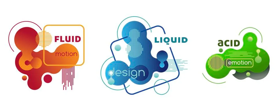 Set of plastic liquid gradient elements. Vector templates. Stock-Illustration