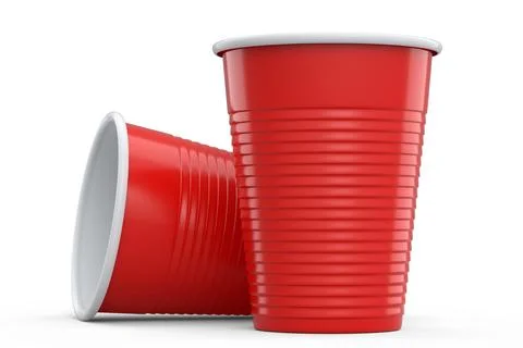 Set of plastic party cup for college ping pong game on white background. Stock Illustration