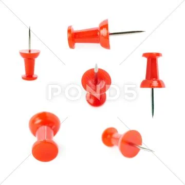 Set of Plastic pin isolated over the white background Stock Photos