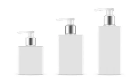 Set of Plastic Pump Bottles with Metallic Cap Stock Illustration