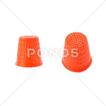 Set of Plastic thimble isolated over the white background Stock Photos