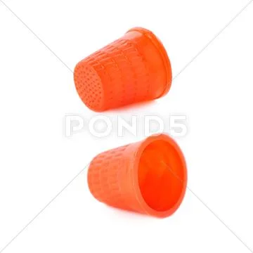 Set of Plastic thimble isolated over the white background Stock Photos