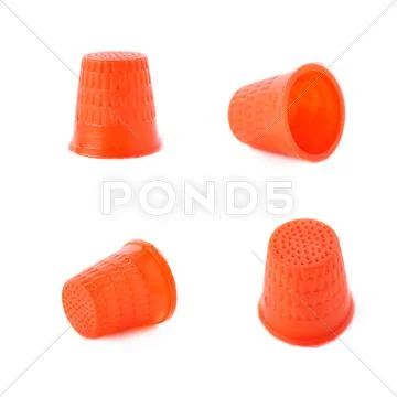 Set of Plastic thimble isolated over the white background Stock Photos