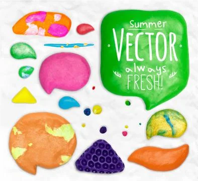 Set of plasticine design elements Stock Illustration