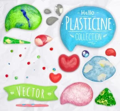 Set of plasticine objects Stock Illustration