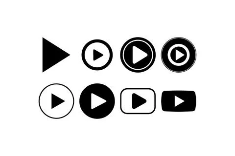 Set of Play Button Icons in Different Styles. Vector illustration design. Stock Illustration