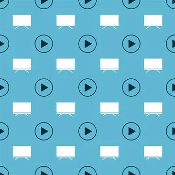 Set Play in circle and Smart Tv on seamless pattern. Vector Stock Illustration