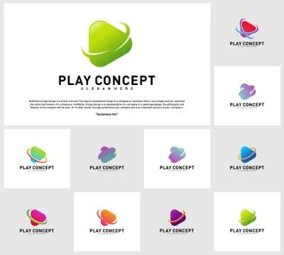 Set of Play logo design concept. Planet Play logo template vector. Icon Symbo Illustrazione stock
