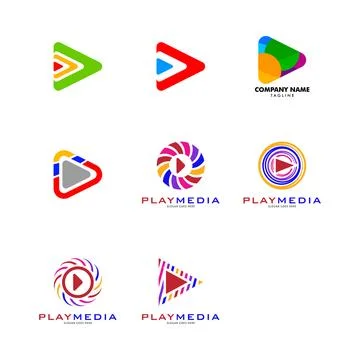Set of Play Media Icon Vector Logo Template Illustration Design Stock Illustration