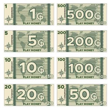 A set of play money with guilloche elements. イラスト素材