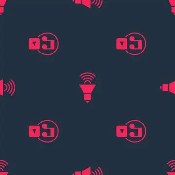 Set Play in square and Speaker volume on seamless pattern. Vector Illustrazione stock