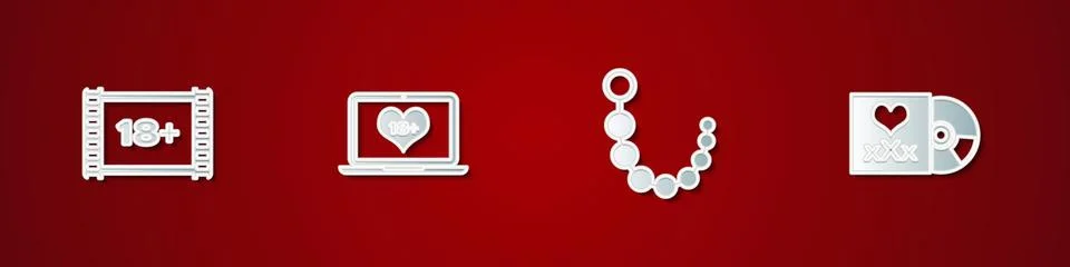 Set Play Video with 18 plus, Laptop content, Anal beads and Disc inscription Sex 스톡 일러스트