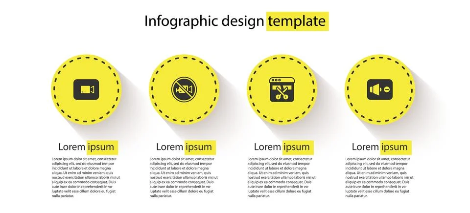 Set Play video button, Prohibition no recording, Video recorder editor and .. Stock Illustration