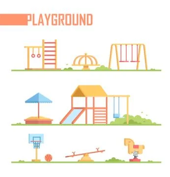 Set of playground elements - modern vector cartoon isolated illustration Stock Illustration