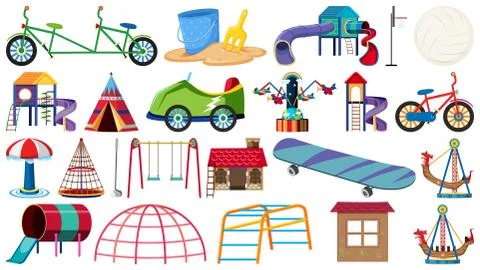 Set of playground equipments Stock Illustration